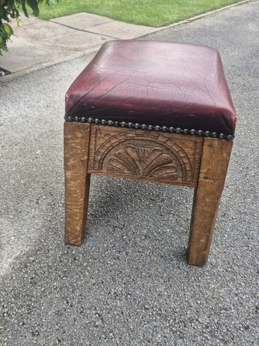 Handmade carved oak - oak, footstool