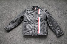Boys Black Leather Hackett Aston Martin Racing Jacket Size 7/8
