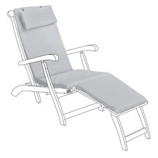 Grey Outdoor Replacement Sun Lounger Cushion Garden Steamer Chair Seat Pad