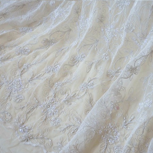 Ivory beaded floral - floral, lace