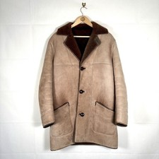 Nurseys Sheepskin Coat Unisex Chest 42" Brown Shearling Jacket Button Up