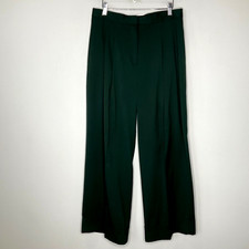 Comme il Faut Women Pants Size Euro 40 Pleated Wide Leg Folded Hem Green
