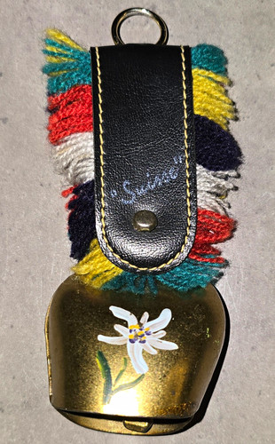 Gold metal cow bell painted - metal,
