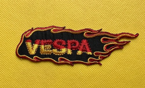 Embroidered mod vespa flames - embroidered,