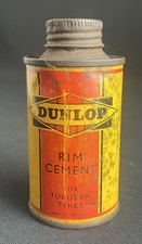 DUNLOP VINTAGE RIM CEMENT TUBULAR TYRES MOTOR OUTFIT CYCLE FLASK ADVERISING TIN