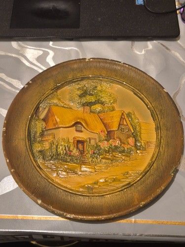 Vintage chalkware cottage wall - vintage,