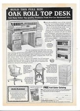 1987 DIY Oak Roll Top Desk Craftman's Corner Vintage Print Advertisement