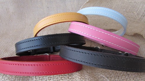 Leather dog collars - ,, plain