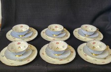 Shelley Oleander Blue Floral Cup, Saucer, And 8" Lunch Plate Set Of 6