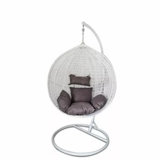Hanging Egg Chair Rattan Swing Garden Hammock with Cushions for Outdoor Indoor