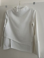 White Satin Long Sleeve Top