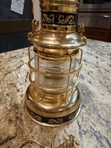 Brass anchor oil lamp - anchor,
