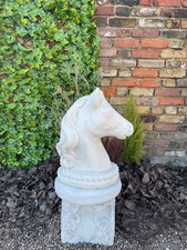 Stone horse head sculpture Concrete horse bust figurine Chess knight statue