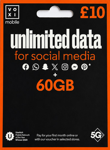 Voxi payg sim card 10 - voxi, £10