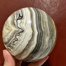 Zebra Agate Quartz Sphere - Gray Banded Crystal Ball  - 2.99LB