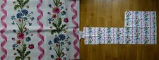 1 PC VTG FRENCH ROMANEX GARANTI BOUSSAC GUIRLANDES-FLORAL FURNISHING FABRIC