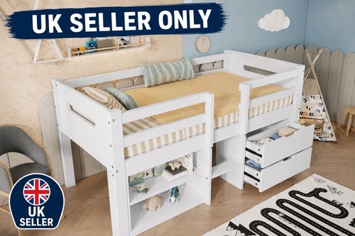 White wooden mid sleeper - white,