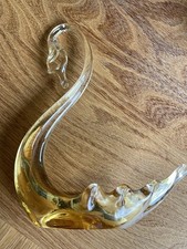 Glass  Swan  Clear and Amber