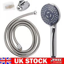Universal Shower Head And Hose Set High Pressure Chrome 5 Mode Massage Power Jet