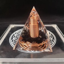 UK Spiral Copper Wire Orgonite Pyramid Obsidian Orgone Healing Energy Meditation