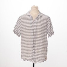 ARMOR LUX Short Sleeve Shirt Striped Cotton Linen Men’s Size M
