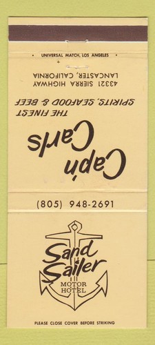 Matchbook cover sand - matchbook,