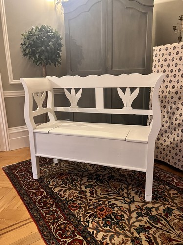 Antique white bench - antique,