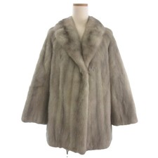 Used Fiancesse Mink Fur Half Coat Jacket Fur Gray Ladies Vector Vintage 251111