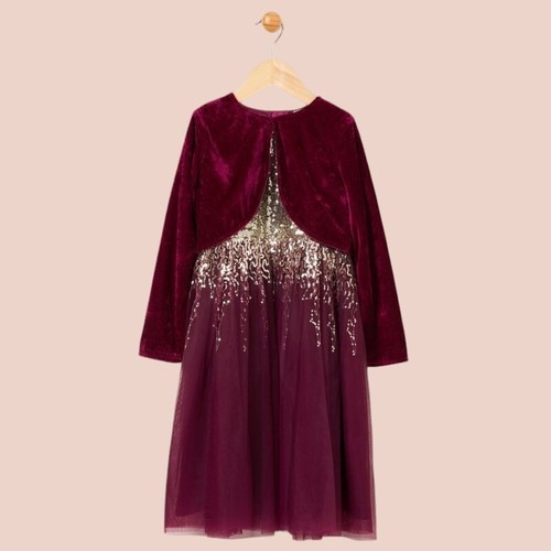 Girls gold sequin purple - girls, dress