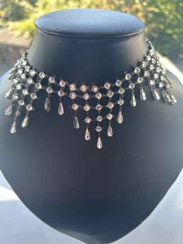 Vintage paste fringe necklace - vintage,