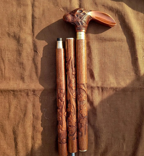 Hand carved wooden walking - hand,