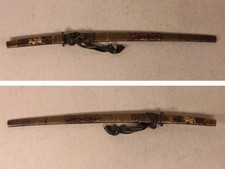 Antique Japanese Kabutowari Iron Weapon 45.5cm 440g Menuki Tsuba Edo Period JP