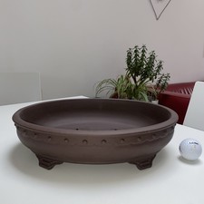 Quality Unglazed Bonsai Pot 34.3cm Wide beautiful pot with studs and maker stamp