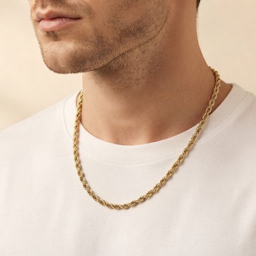 Thick 7mm gold rope chain - thick,