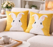 Set Of 2 Yellow Embroidered