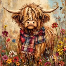 HIGHLAND COW CROSS STITCH KIT 11 COUNT PRINTED AIDA SIZE 30x30CM