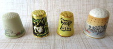 Vintage Thimble Lot Cat Bunny Girl Panda Some Hand Painted And Cloisonne RARE
