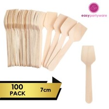 Disposable Wooden Mini Ice Cream Spoons Sampling Wooden Dessert Spoons 100 Pack