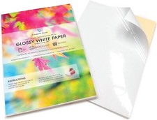 EVG A4 Glossy White Sticker Paper Sheets | Inkjet & Laser | Self-Adhesive Labels