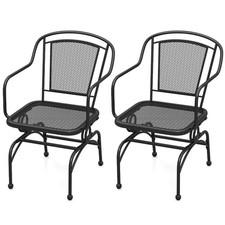 Set of 2 Garden Chairs Rocking Outdoor Dining Chairs with Backrest