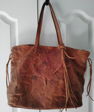 Johnny was cognac leather tote w floral print Italy