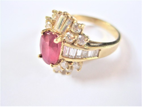 Ring gold 585 with ruby - ring,