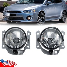 Pair Front Bumper Fog Light Driving Lamp W/Bulbs For Mitsubishi Lancer 2016-2017