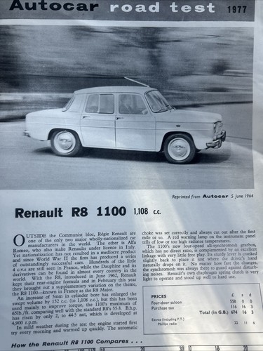 The renault 1100 autocar - the,