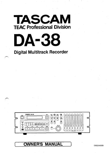 User manual for tascam - tascam, da-38