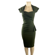 Stop Staring Uma Fitted Dress Size M Army Green Wiggle Sweetheart Pinup Style