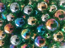 25 x "LUSTERED GREEN'' Glass Marbles 16mm Traditional Children's game FREE P+P