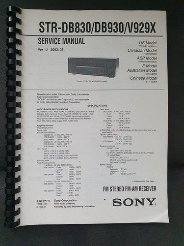 Sony str db830 db930 - sony, str-db830/db930/v929x