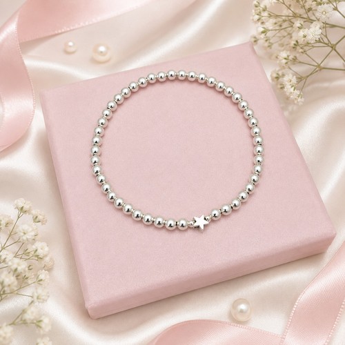 Silver star stretch bracelet - star,