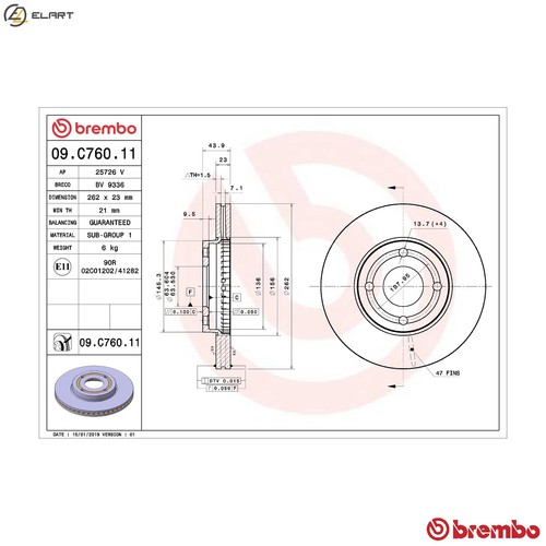 Brake disc c760 11 for - brake, 09.c760.11